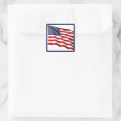 USA American Flag Square Sticker – Blue Border  (Sac)