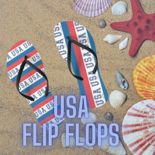 USA American Patriot Rood Wit Blauw Sterren Strepe Teenslippers