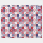 USA Americana Patchwork Red White en Blue Fleece Deken (Voorkant (Horizontaal))