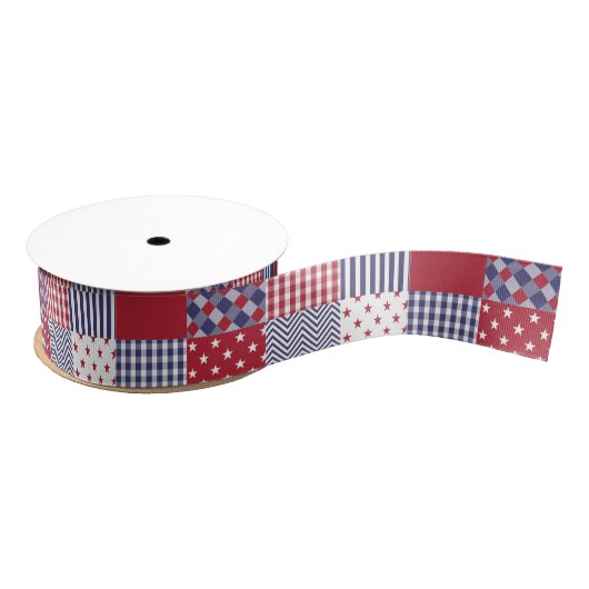 USA Americana Patchwork Red White en Blue Grosgrain Lint (Spoel)