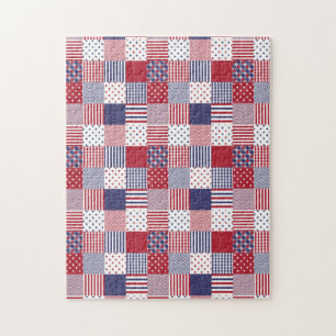 USA Americana Patchwork Red White en Blue Legpuzzel