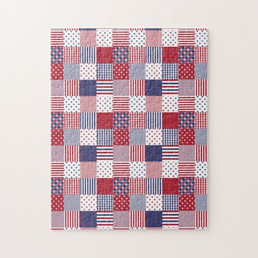 USA Americana Patchwork Red White en Blue Legpuzzel (Verticaal)