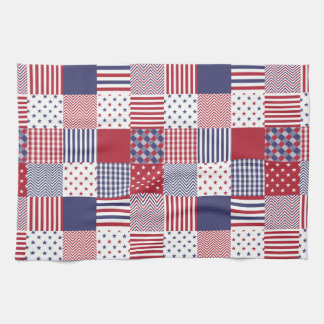 USA Americana Patchwork Red White en Blue Theedoek