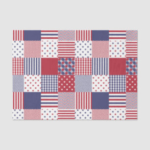 USA Americana Patchwork Red White en Blue Tissuepapier