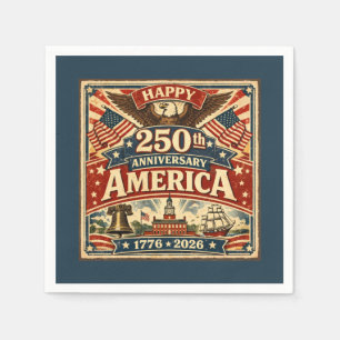 USA Amerika 250ste Verjaardag Vintage Patriottisch Servet