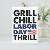 USA Amerika Grill Chill Arbeid Dag Thrill BBQ Part Bedankkaart (Staand voorkant)