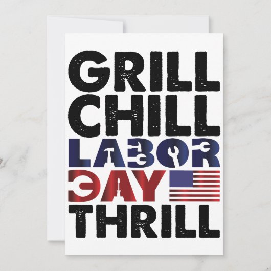 USA Amerika Grill Chill Arbeid Dag Thrill BBQ Part Kaart (Voorkant)