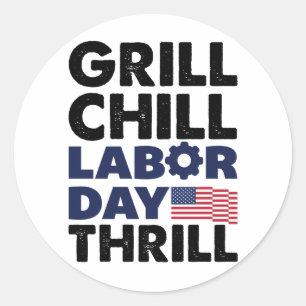 Usa Amerika Grill Koel Labor Day Thrill BBQ Feest Ronde Sticker