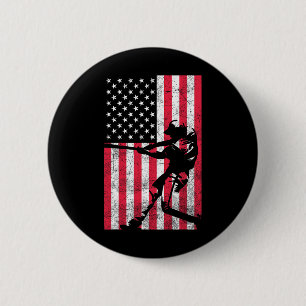 Usa Amerikaanse Vlag Baseball Rood Wit Blauw 4 jul Ronde Button 5,7 Cm