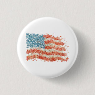 USA Amerikaanse Vlag Bloemstuk Ronde Button 3,2 Cm