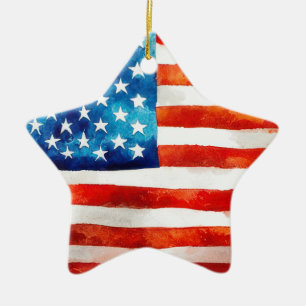 USA Amerikaanse Vlag Patriottische 4 juli Parade V Keramisch Ornament