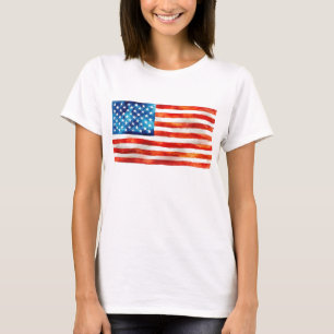 USA Amerikaanse Vlag Patriottische 4 juli Parade V T-shirt
