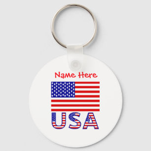 Usa Amerikaanse Vlag Rood Gepersonaliseerd Heren T Sleutelhanger