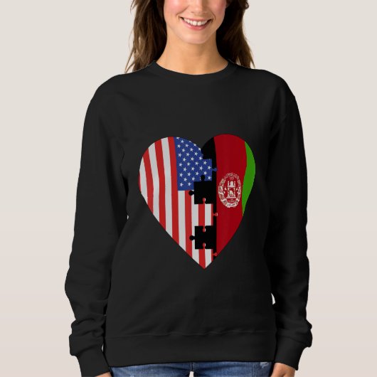 USA and Afganistan Flags Heart Trui (Voorkant)