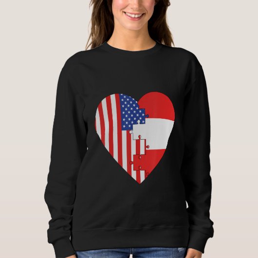 USA and Austria Flags Heart Trui (Voorkant)