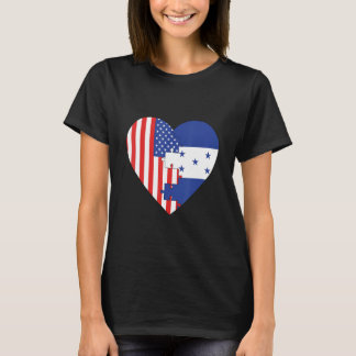 USA and Honduras Flags Heart T-shirt