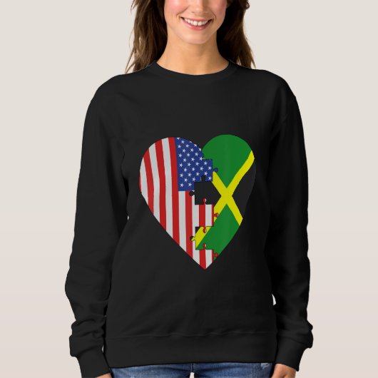 USA and Jamaica Flags Heart Trui (Voorkant)
