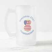 USA Angel Rood Haar Chanoeka Vlag Gepersonaliseerd Matglas Bierpul (Links)