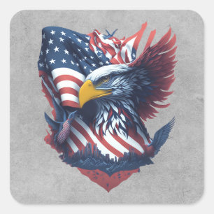 USA Art Freedom Patriotisme Eagle Rood Wit & Blauw Vierkante Sticker