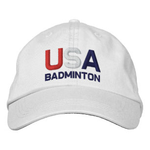 USA Badminton Olympische Spelen geborduurd wit Pet