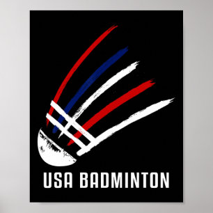 USA Badminton Shuttle Rood Wit Blauw Poster