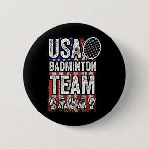 Usa Badminton Team Amerikaanse Vlag Grappig Badmin Ronde Button 5,7 Cm