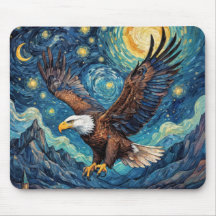 USA Bald Eagle in Sterrennacht Van Gogh stijl