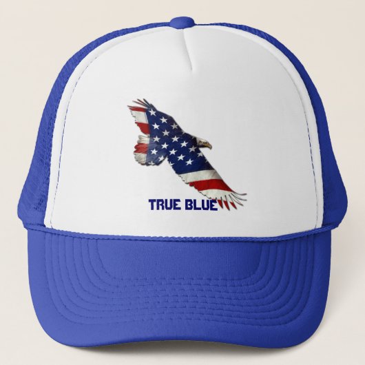 USA Bald Eagle & US Flag Vrai Casquette bleu (Devant)