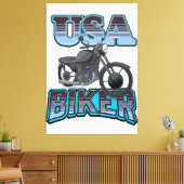 USA Biker logo Canvas Afdruk (Insitu (Woonkamer))