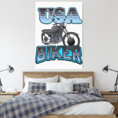 USA Biker logo Canvas Afdruk (Insitu (Slaapkamer))