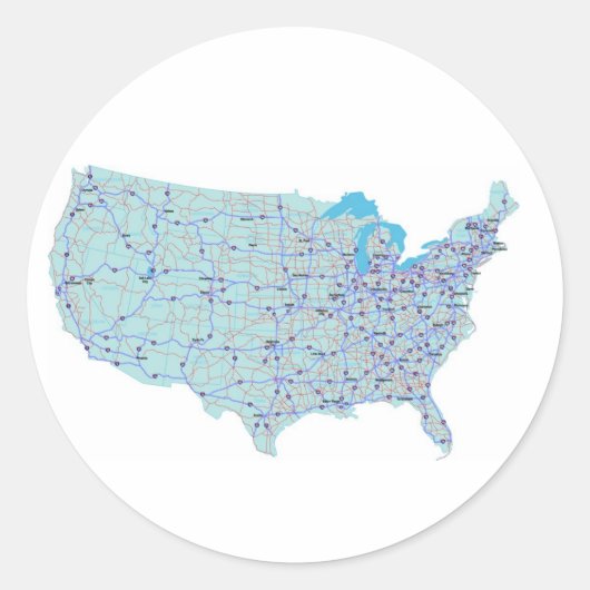 USA Blue Map Sticker (Voorkant)