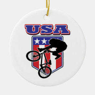 USA BMX Biker Keramisch Ornament