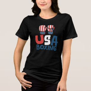 USA Boksen, Amerikaanse Vlag Boksen Design Tri-Blend Shirt