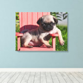 USA, California. Puppy Slouching Canvas Afdruk (Insitu (Houten vloer))