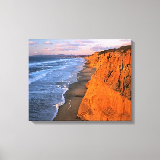 USA, Californië, Cliffs at Pescadero State Beach Canvas Afdruk (Voorkant)