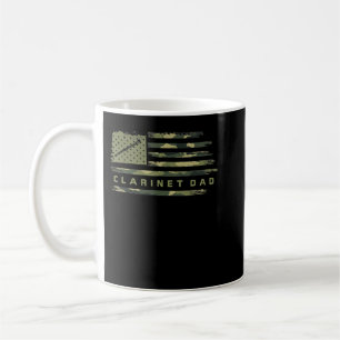 USA Camo Flag Clarinet Dad Clarinetist Silhouett Koffiemok