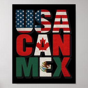 Usa Can Mex Vlag Voetbal Noord-Amerika Voetbal Fan Poster