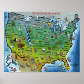 USA Cartoon Map Petite affiche (Devant)