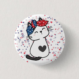 USA Cat Pin - Kinderloze Cat Dames Ronde Button 3,2 Cm