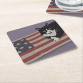 USA Cat Vierkante Kartonnen Onderzetter (Schuin)
