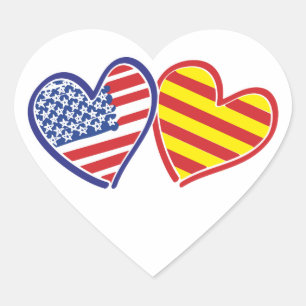 USA Catalonia Love Hearts Hart Sticker