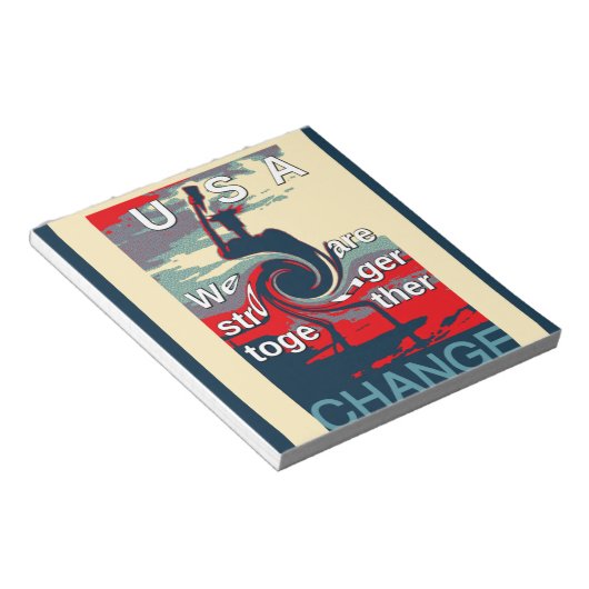 USA Change: samen sterker eenheidsontwerp Notitieblok (Schuin)