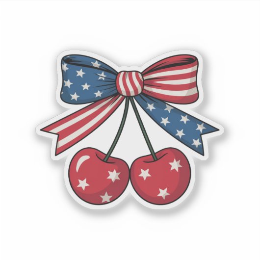 USA Cherry Coquette Bow 4 juli Sticker (Voorkant)
