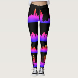 USA City Skylines Neon Nightlife Leggings