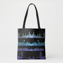 USA City Skylines Silver Nightlife Draagtas