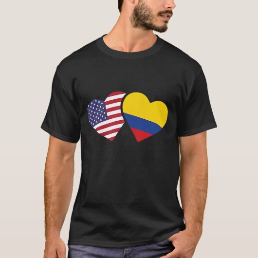 USA Colombia Vlag Hart Colombiaans Amerikaans Lief T-shirt (Voorkant)