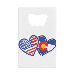 USA-Colorado-Flag-Hearts Kredietkaart Flessenopener