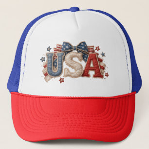 USA Coquette Strik 4 juli Patriottische Parel Trucker Pet