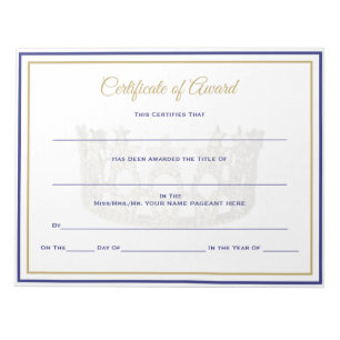USA Crown Certificates-Award Notitieblok