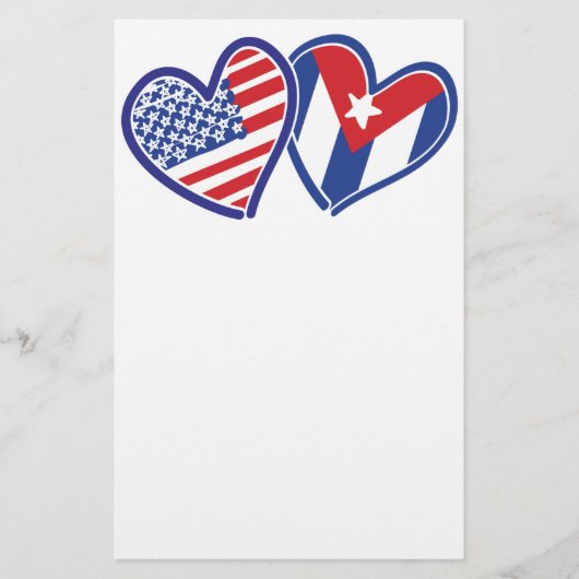 USA Cuba Love Hearts Briefpapier (Voorkant)